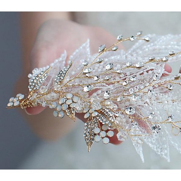 Lolita-stijl BOHO kanten bruidsveerachtige tiara's