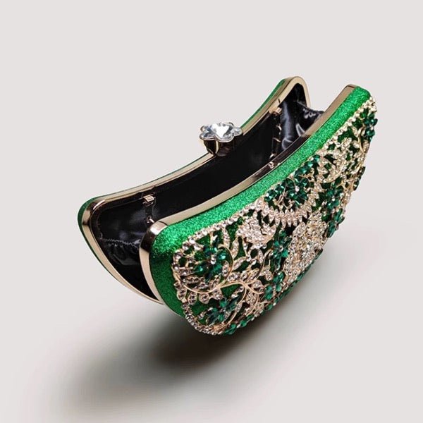 Smaragdgroene oogverblindende halve maan clutch