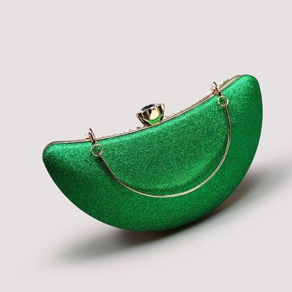 Smaragdgroene oogverblindende halve maan clutch