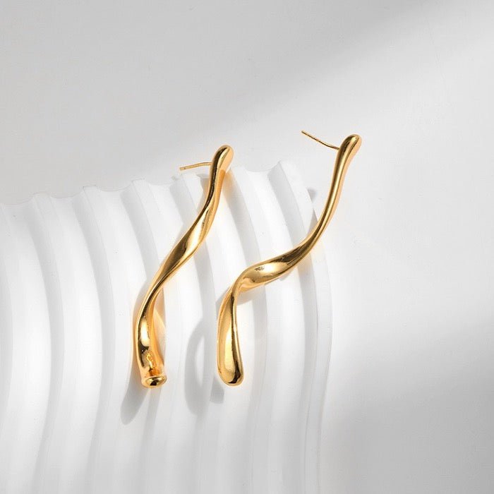 Minimalisme slanke gebogen Longline oorbellen