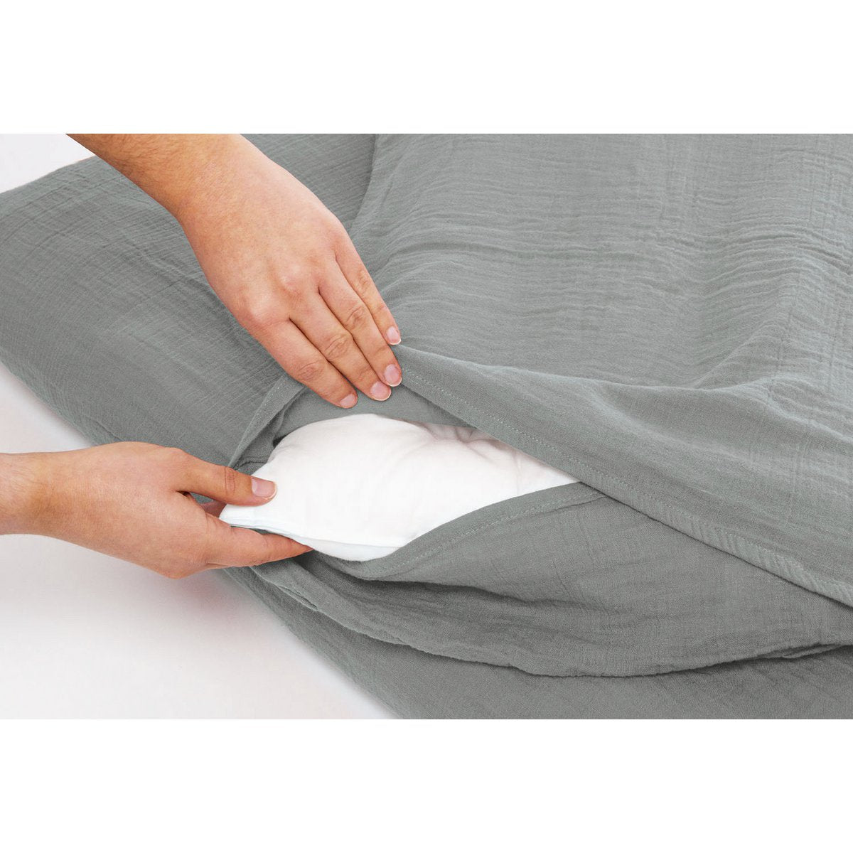 Mousseline dekbedovertrekset voor ledikant, grijs, 2-delig