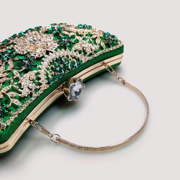 Smaragdgroene oogverblindende halve maan clutch