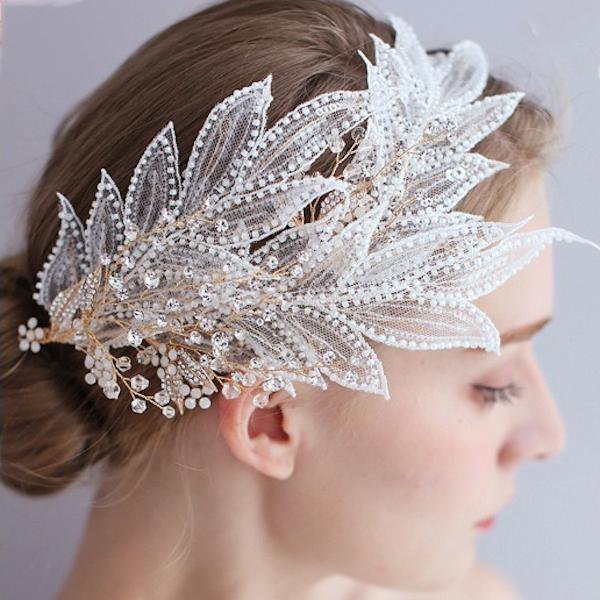Lolita-stijl BOHO kanten bruidsveerachtige tiara's