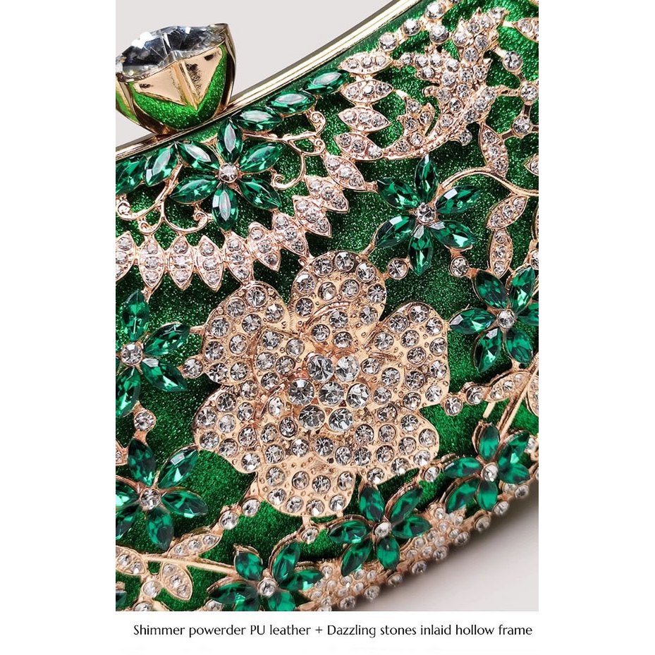 Smaragdgroene oogverblindende halve maan clutch