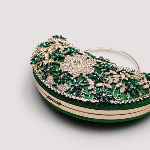 Smaragdgroene oogverblindende halve maan clutch