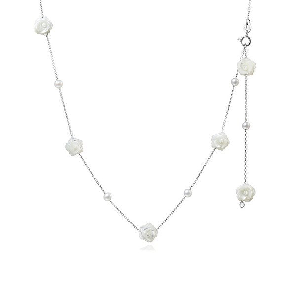 Parelmoer Rose Flower Star ketting