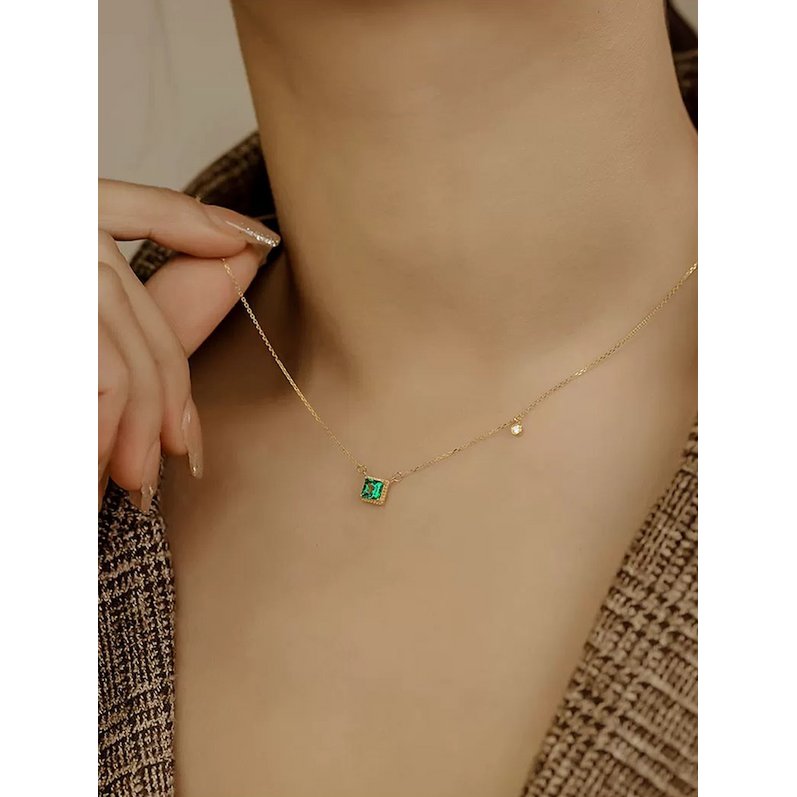 Suikerklontje groene stenen ketting