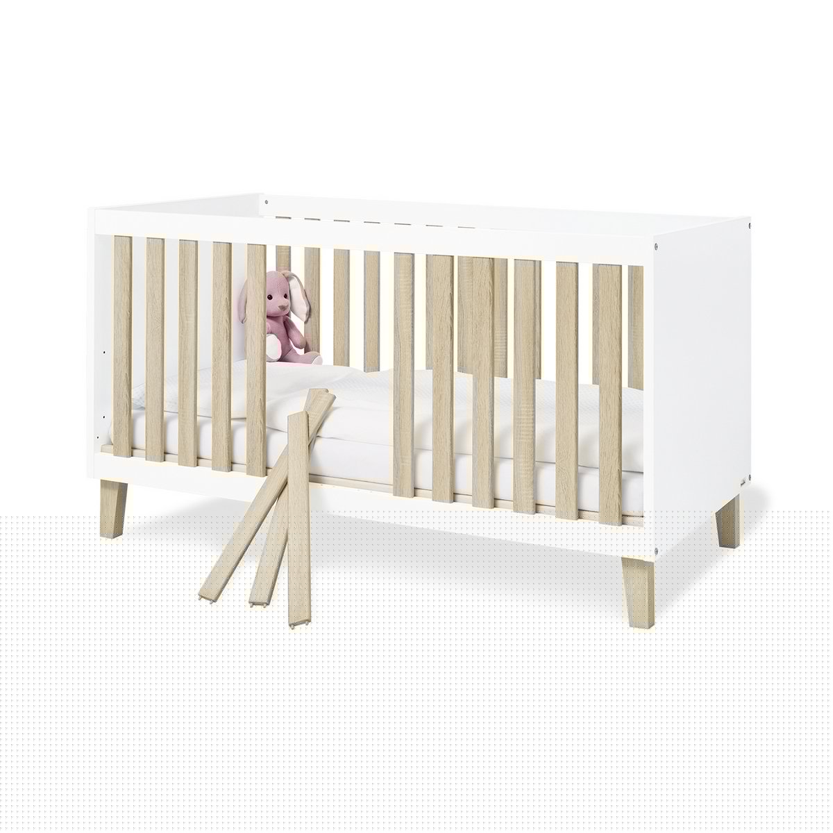 Startset 'Lumi' extra breed
2 delen: ledikant, extra brede commode