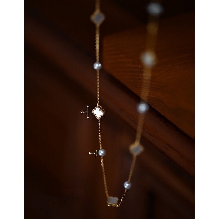 Elegante MOP Lucky Clover parelketting