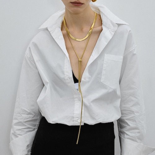 Minimalistische driehoekige botketting uittrekbare ketting
