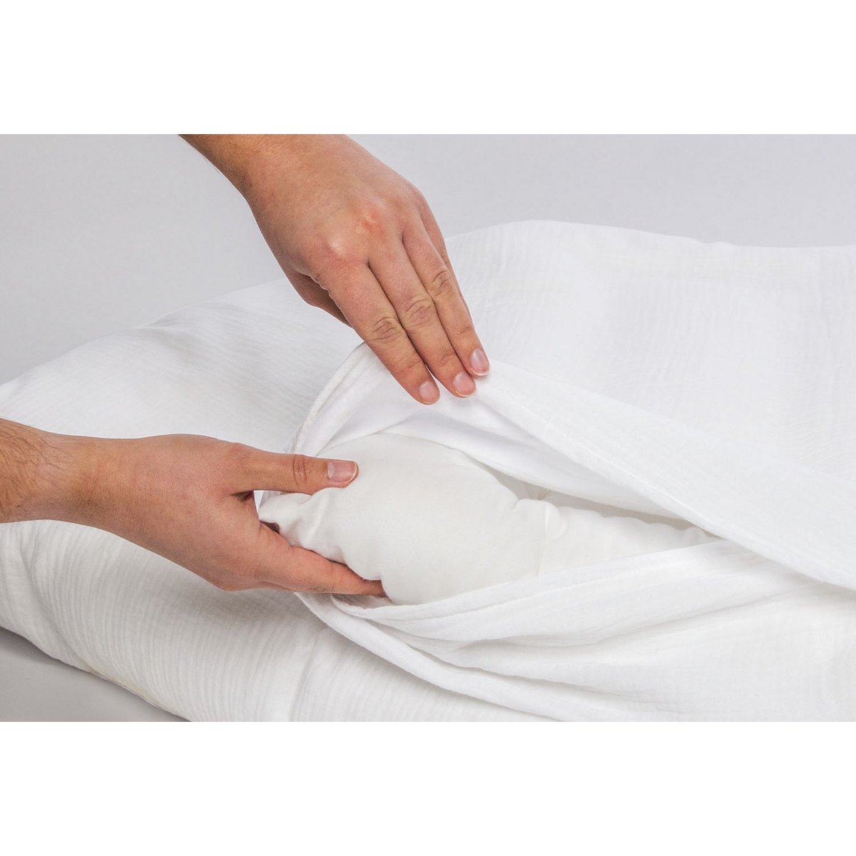 Mousseline dekbedovertrekset voor ledikant, wit, 2-delig