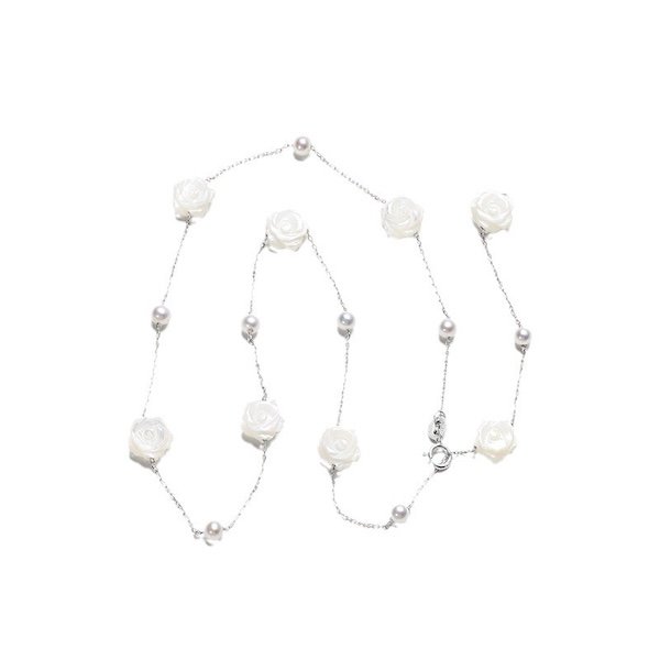 Parelmoer Rose Flower Star ketting