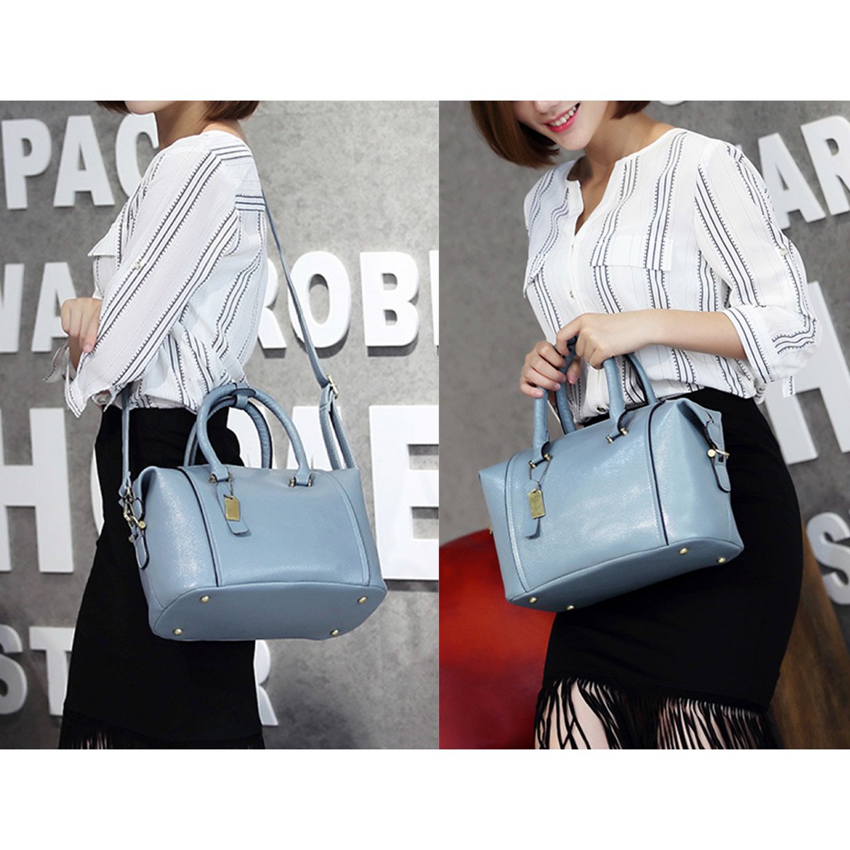 AnBeck vintage handvat tas/schoudertas met schouderband