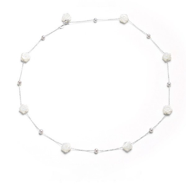 Parelmoer Rose Flower Star ketting