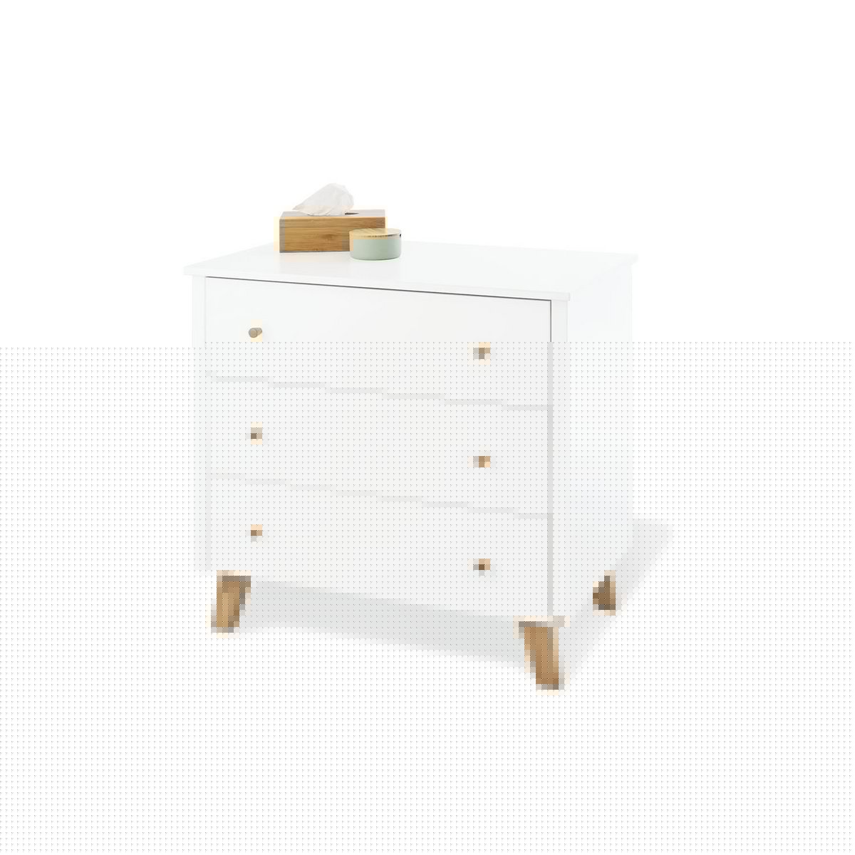 Startset 'Hilda & Pan' breed, wit, incl. wandplank
3 delen: huisbed, brede commode, wandplank