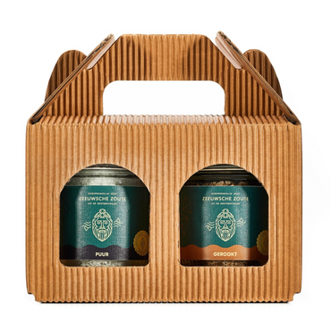 Zeeuwsche Zoute Duoset Puur/Gerookt - Twee Smaken in één - 200g - Authentieke Zeeuwse Smaak - Puur en Gerookt Zeezout