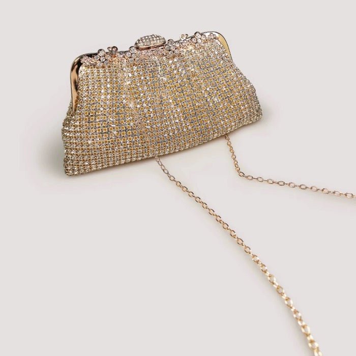 Luxe clutch met diamantlook, goud en zilver