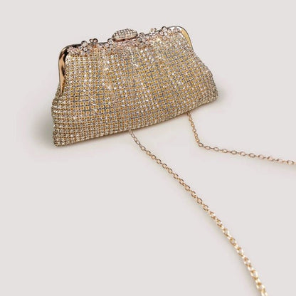 Luxe clutch met diamantlook, goud en zilver