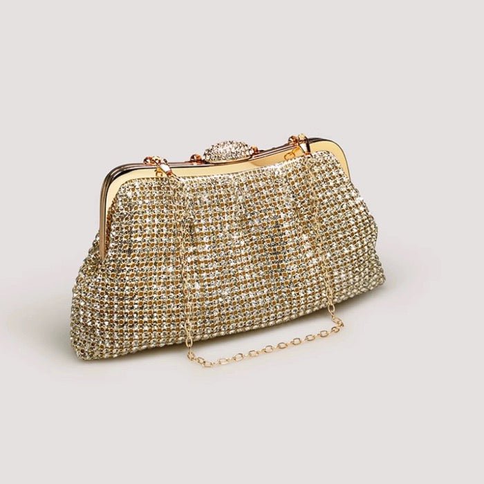 Luxe clutch met diamantlook, goud en zilver