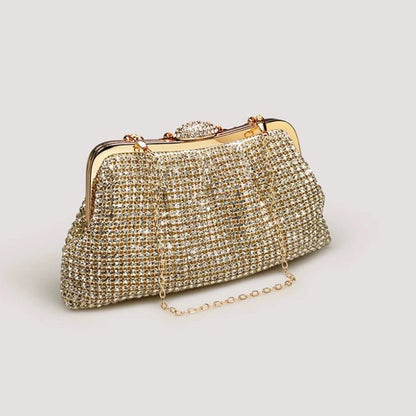 Luxe clutch met diamantlook, goud en zilver