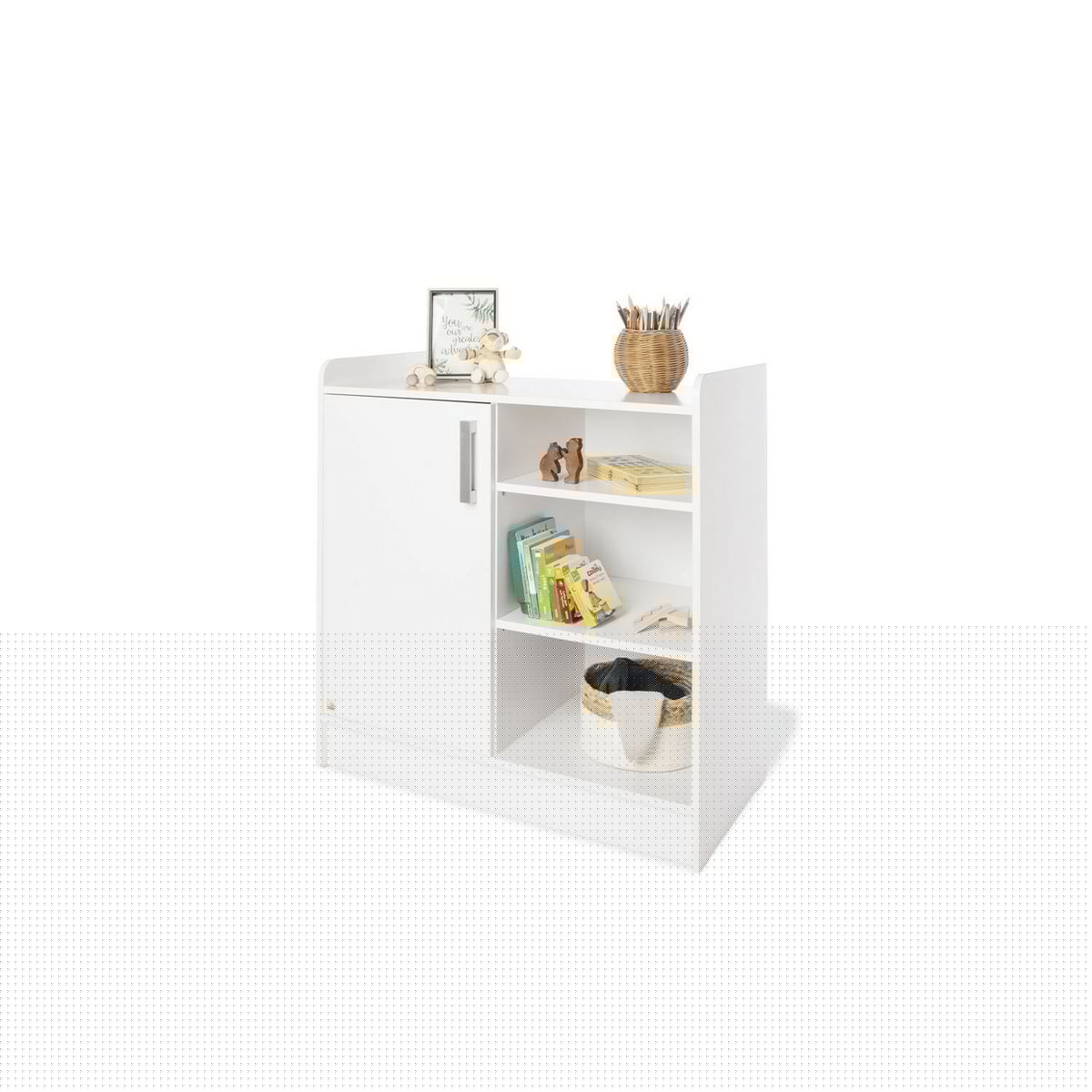 Kinderkamer 'Hilda &Viktoria', wit3 onderdelen: huisbed, commode, 2-deurs kledingkast
