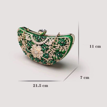 Smaragdgroene oogverblindende halve maan clutch