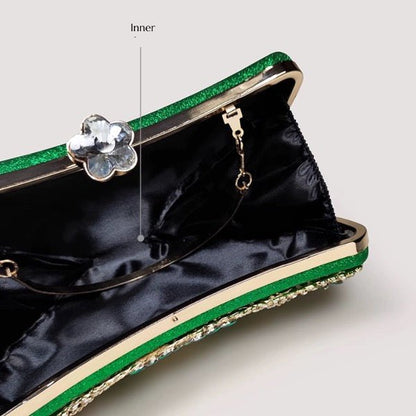 Smaragdgroene oogverblindende halve maan clutch