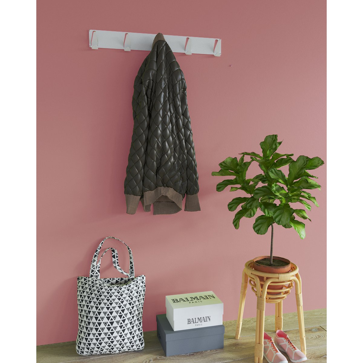 Gorillz Raw XL Five - Industriële - Wandkapstok- Garderobe - 10 Haken - Wit