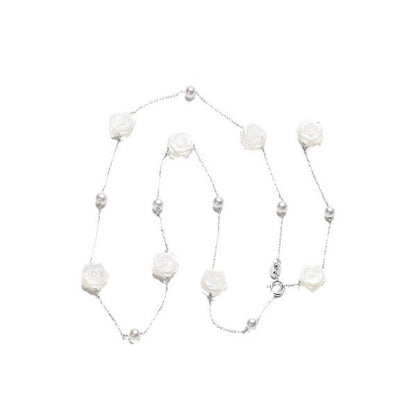 Parelmoer Rose Flower Star ketting