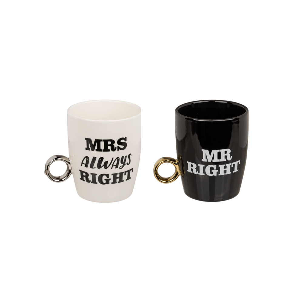 Porseleinen mokken Mr Right & Mrs Always Right